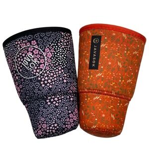 JavaSok Reusable‎ Neoprene Iced Coffee Cup Sleeves Multicolor Floral 2pk Boho